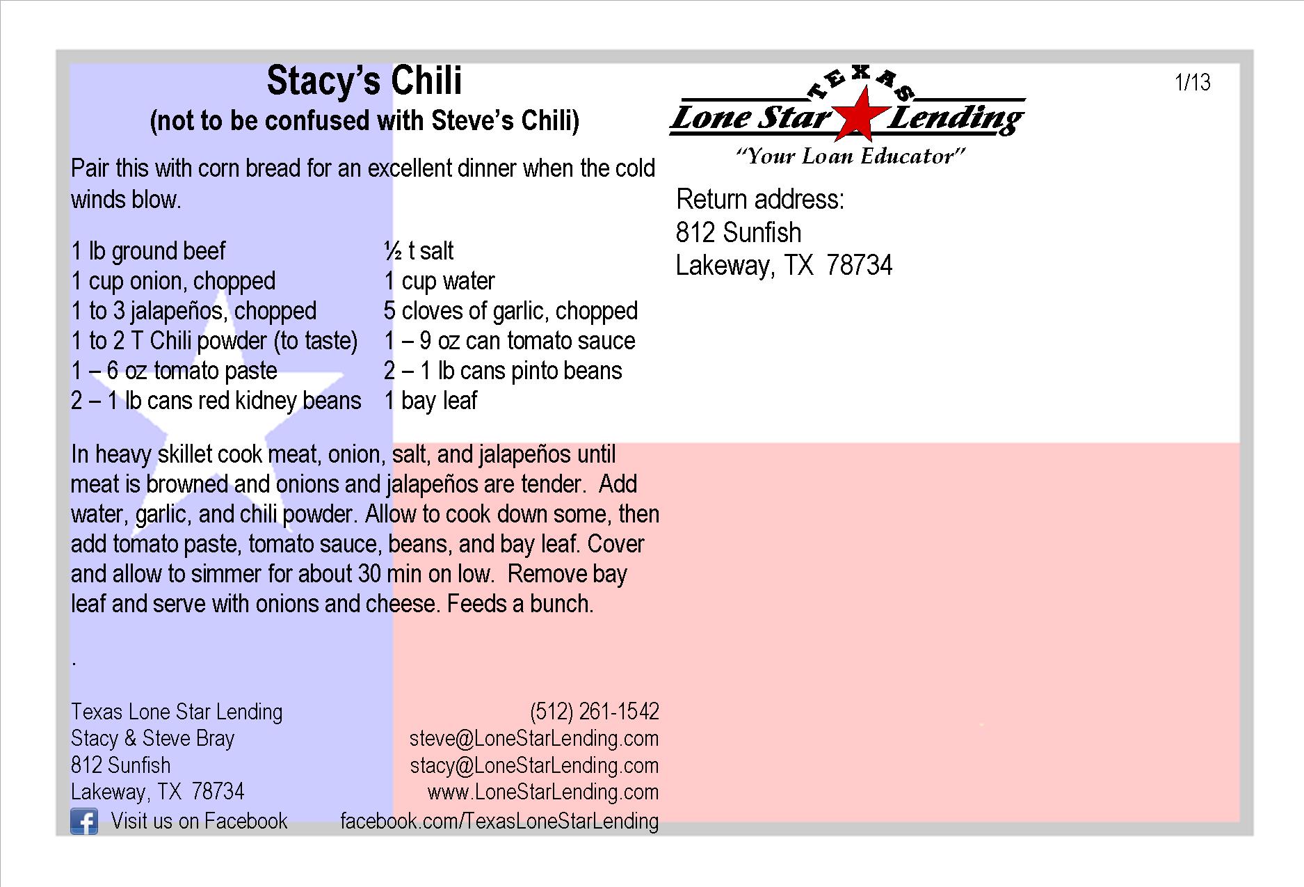 Stacy's Chili recipe
