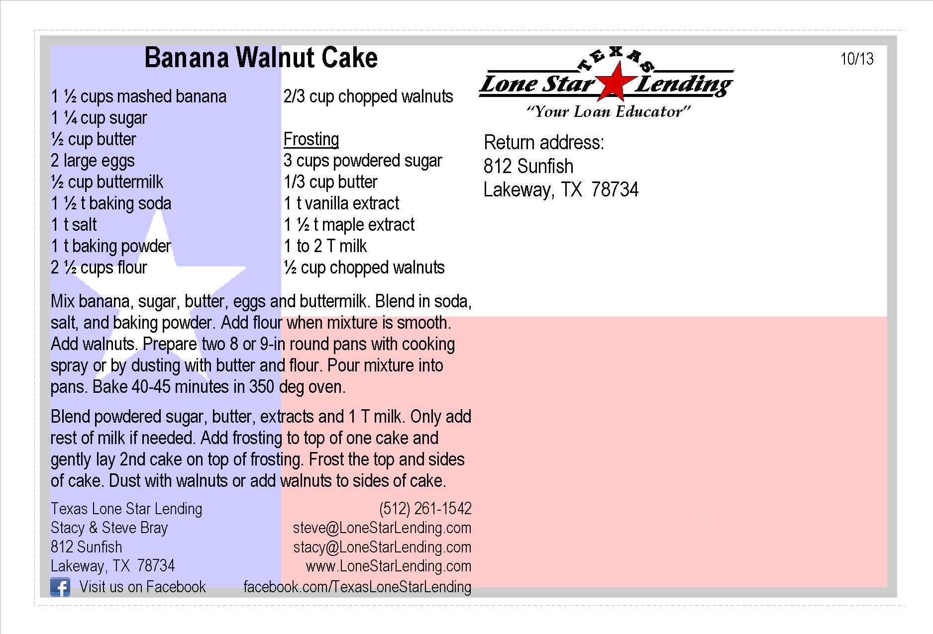 Banana Walnut Cake recipe